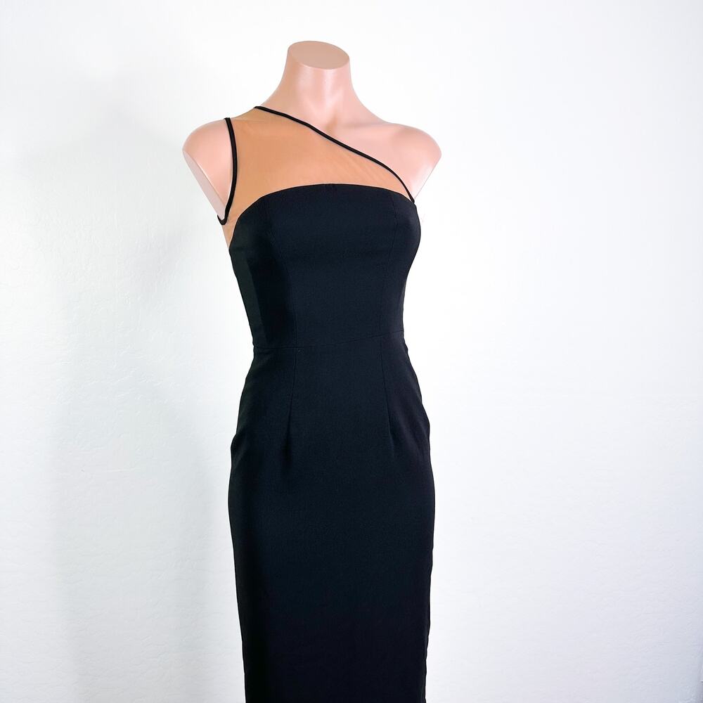 Dress the Population Rayna Illusion Sheer Neck Sheath Dress Black Glam XXS NWT